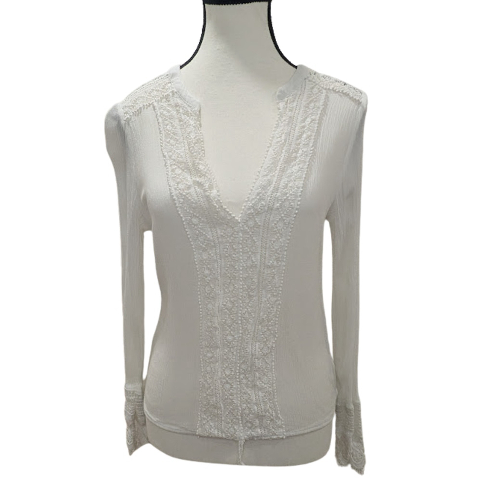 Lulus Romantic Boho Lace Blouse | Cottagecore Fairycore Poet Top | Size M
